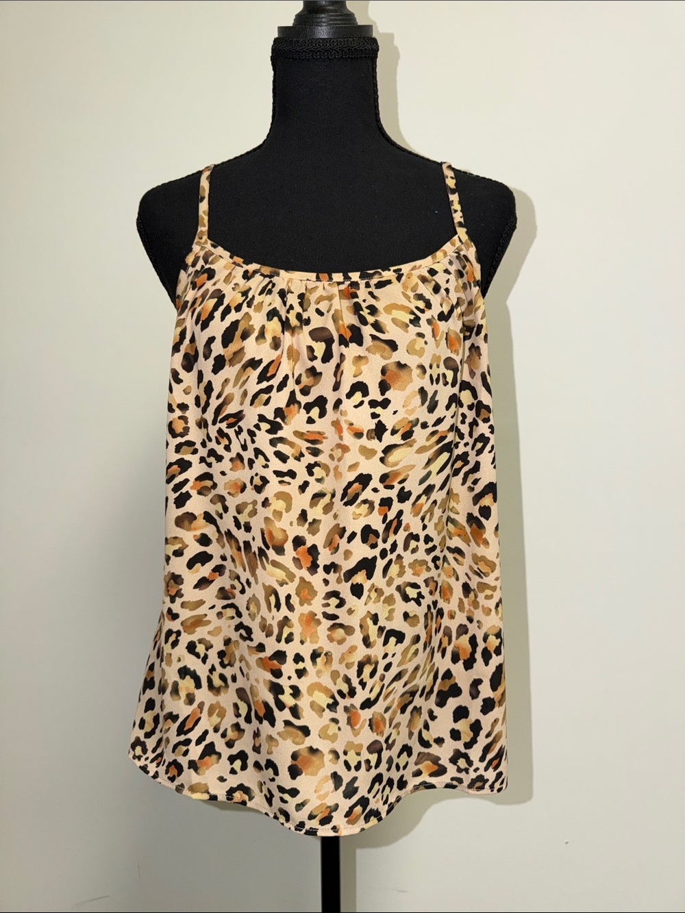 CAbi Leopard Print Spaghetti Strap Cami - Beige, Black, Tan
